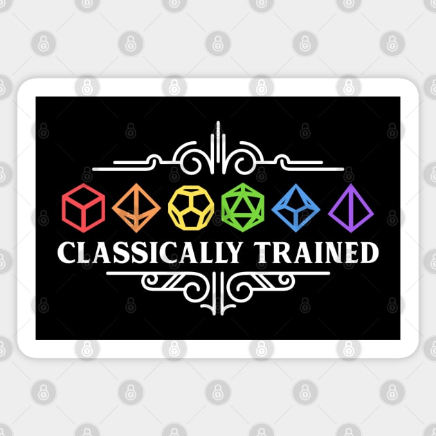 Classically Trained Polyhedral Dice Set Rainbow Tabletop RPG Addict Sticker by pixeptional